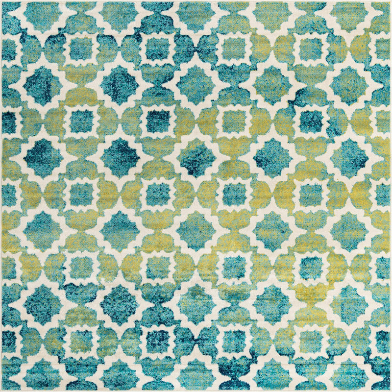 Oceanview Gardens Collection Area Rug -  Cove Square Blue  lifestyle 12