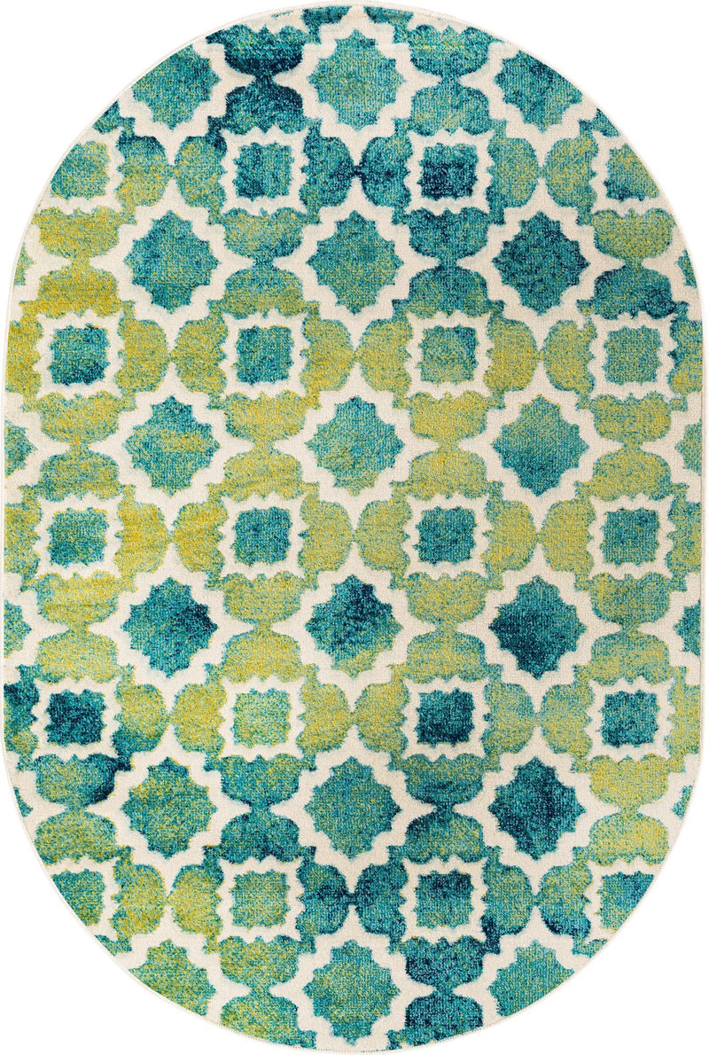 Oceanview Gardens Collection Area Rug -  Cove Oval Blue  lifestyle 13