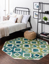 Oceanview Gardens Collection Area Rug -  Cove Octagon Blue  lifestyle 24