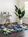 Oceanview Gardens Collection Area Rug -  Tidepool Rectangle Navy Blue  lifestyle 9