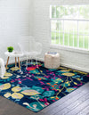 Oceanview Gardens Collection Area Rug -  Tidepool Square Navy Blue  lifestyle 53