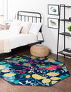 Oceanview Gardens Collection Area Rug -  Tidepool Octagon Navy Blue  lifestyle 54