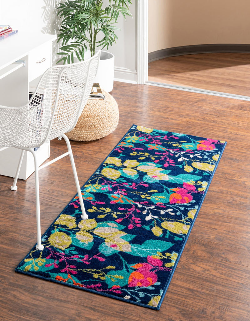 Oceanview Gardens Collection Area Rug -  Tidepool Runner Navy Blue  lifestyle 32