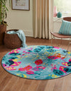 Oceanview Gardens Collection Area Rug -  Tidepool Round Aqua  lifestyle 40