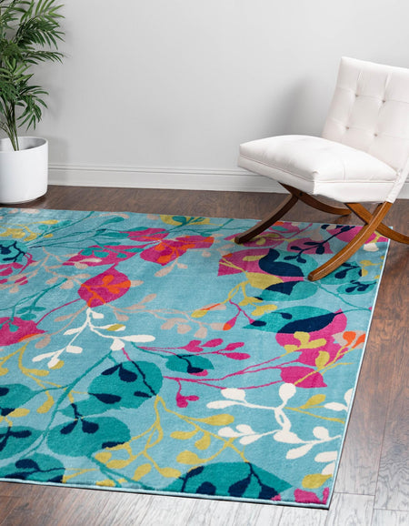 Oceanview Gardens Collection Area Rug -  Tidepool