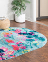 Oceanview Gardens Collection Area Rug -  Tidepool Oval Aqua  lifestyle 57