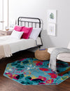 Oceanview Gardens Collection Area Rug -  Tidepool Octagon Aqua  lifestyle 58