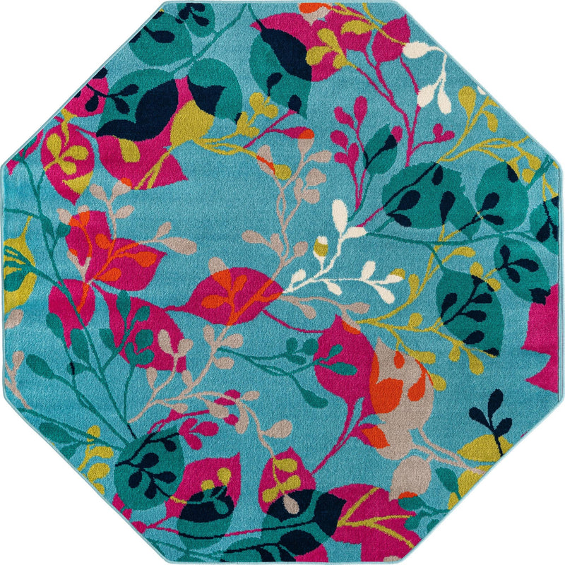 Oceanview Gardens Collection Area Rug -  Tidepool Octagon Aqua  lifestyle 30