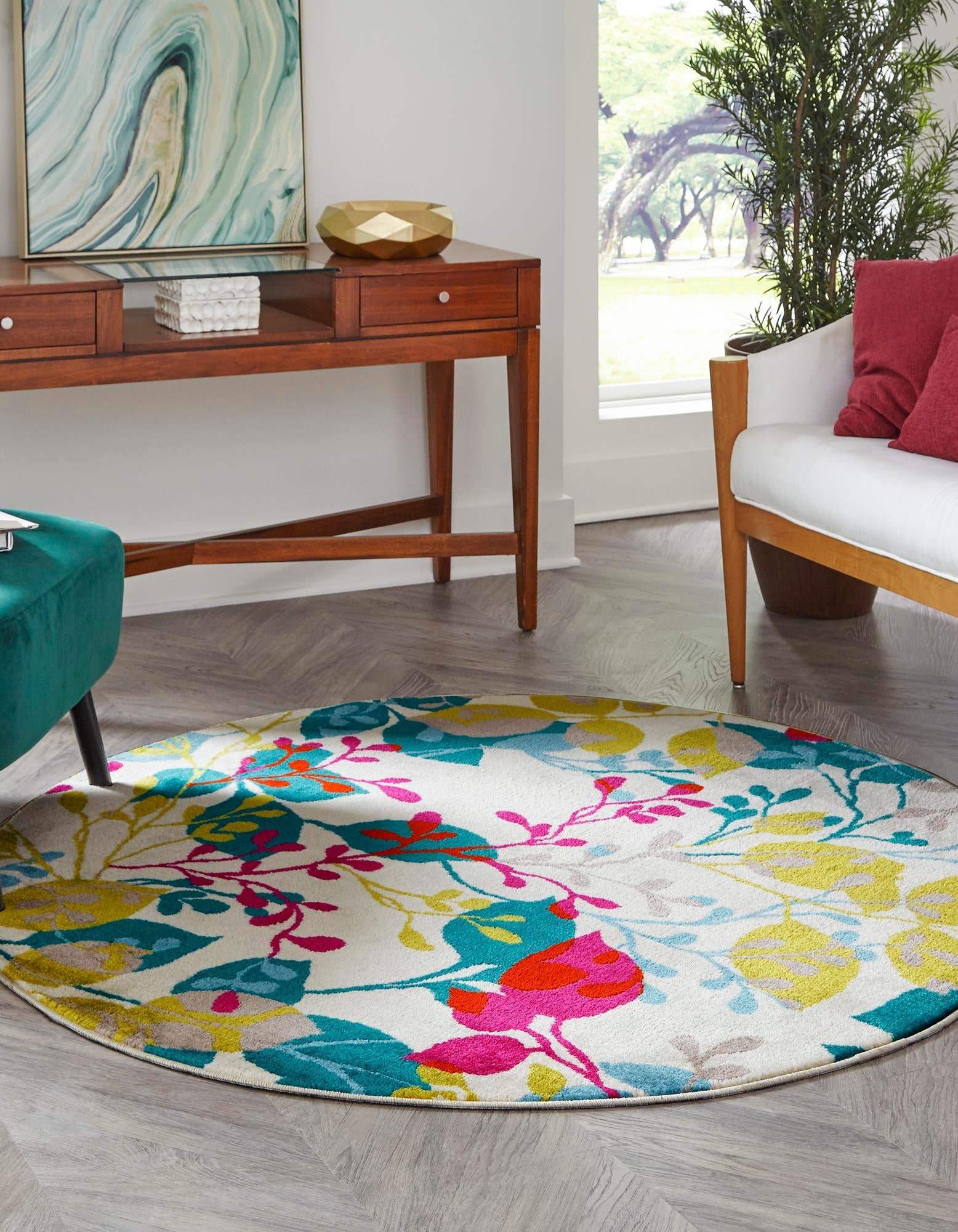 Oceanview Gardens Collection Area Rug -  Tidepool