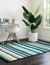 Oceanview Gardens Collection Area Rug -  Dune Rectangle Teal  lifestyle 5