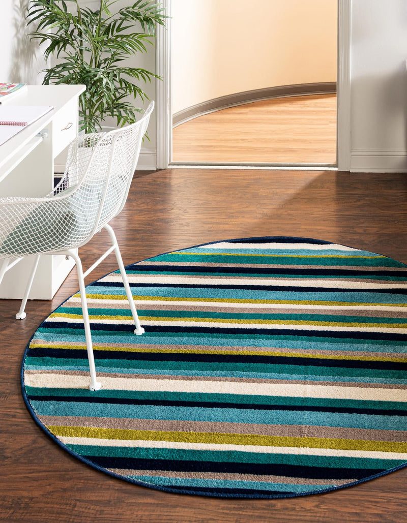 Oceanview Gardens Collection Area Rug -  Dune Round Teal  lifestyle 25