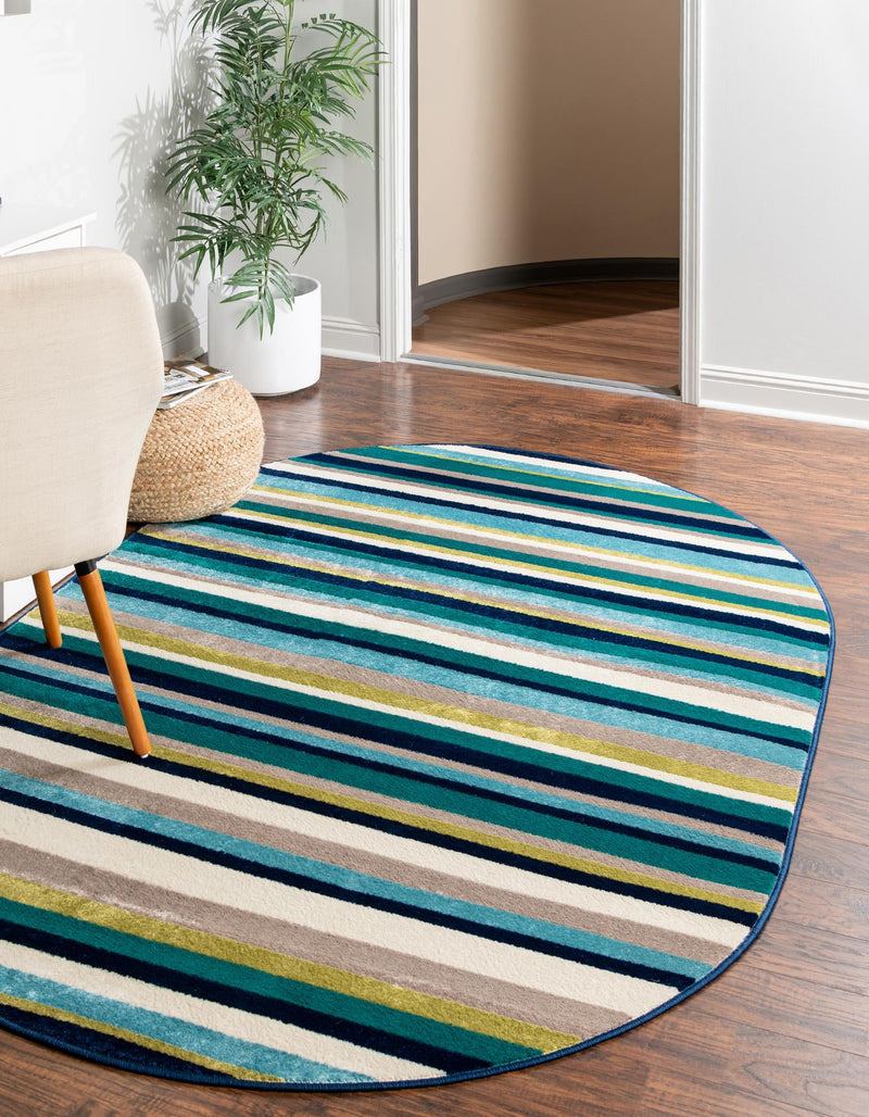 Oceanview Gardens Collection Area Rug -  Dune Oval Teal  lifestyle 27