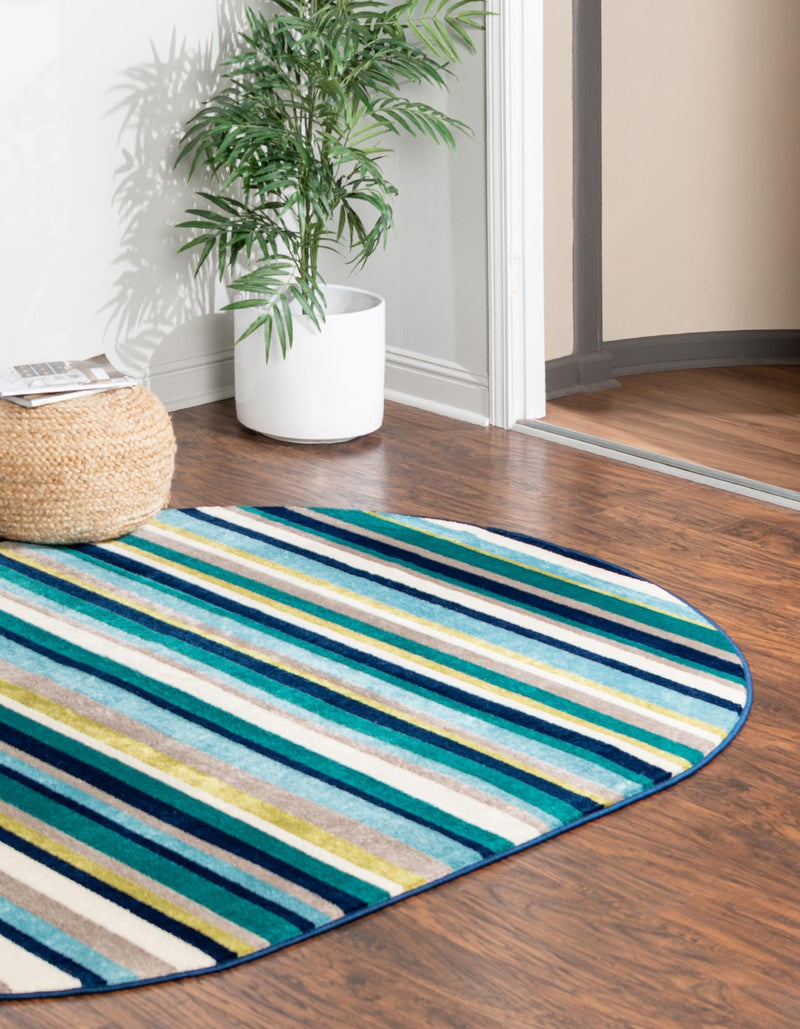 Oceanview Gardens Collection Area Rug -  Dune Oval Teal  lifestyle 35