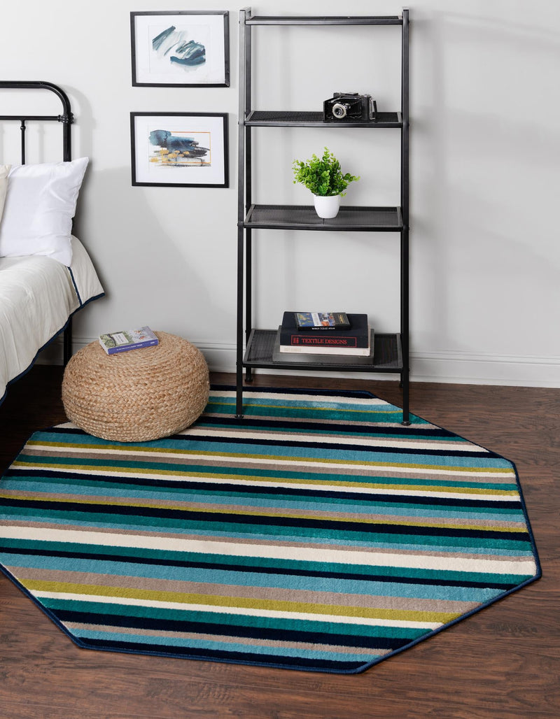 Oceanview Gardens Collection Area Rug -  Dune Octagon Teal  lifestyle 28