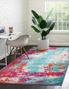 Oceanview Gardens Collection Area Rug -  Seabreeze Rectangle Turquoise  lifestyle 2