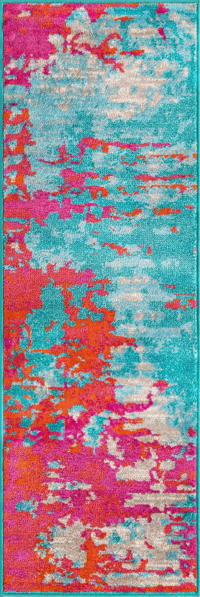 Oceanview Gardens Collection Area Rug -  Seabreeze Runner Turquoise  lifestyle 13