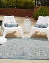 Tribal Terrace Treasures Collection Area Rug - Mayan Marina (Teal) Square Teal  lifestyle 2