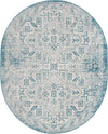 Tribal Terrace Treasures Collection Area Rug - Mayan Marina (Teal) Oval Teal Main