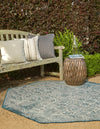 Tribal Terrace Treasures Collection Area Rug - Mayan Marina (Teal) Octagon Teal  lifestyle 2