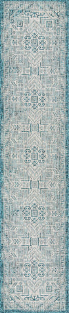 Tribal Terrace Treasures Collection Area Rug - Mayan Marina (Teal) Runner Teal Main