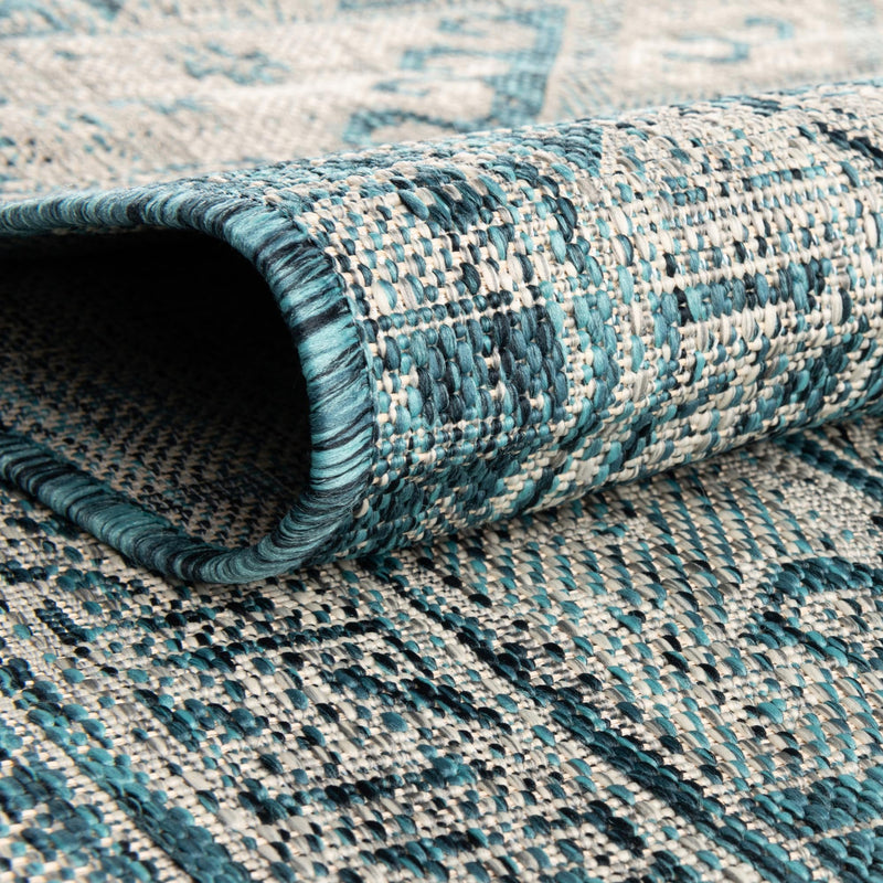 Tribal Terrace Treasures Collection Area Rug - Mayan Marina (Teal) Runner Teal  lifestyle 4