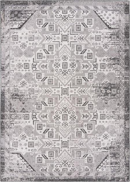 Tribal Terrace Treasures Collection Area Rug - Mayan Marina (Charcoal Gray)