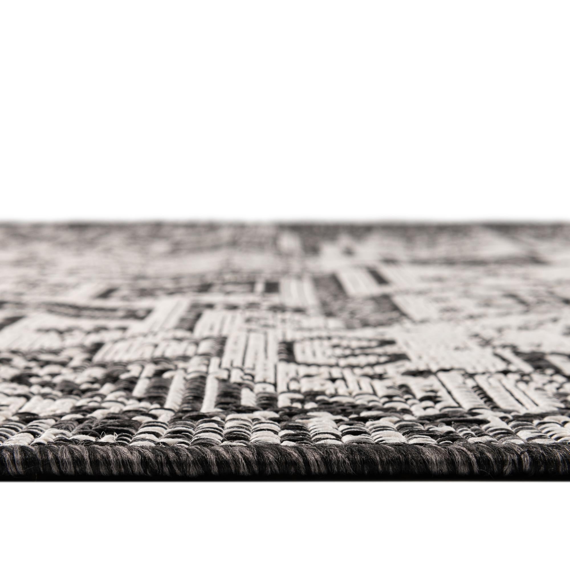 Tribal Terrace Treasures Collection Area Rug - Mayan Marina (Charcoal Gray)