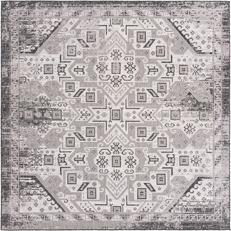 Tribal Terrace Treasures Collection Area Rug - Mayan Marina (Charcoal Gray)