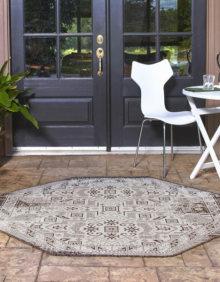 Tribal Terrace Treasures Collection Area Rug - Mayan Marina (Charcoal Gray)