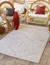 Tribal Terrace Treasures Collection Area Rug - Mayan Marina (Light Gray) Rectangle Light Gray  lifestyle 0