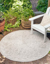 Tribal Terrace Treasures Collection Area Rug - Mayan Marina (Light Gray) Round Light Gray  lifestyle 0