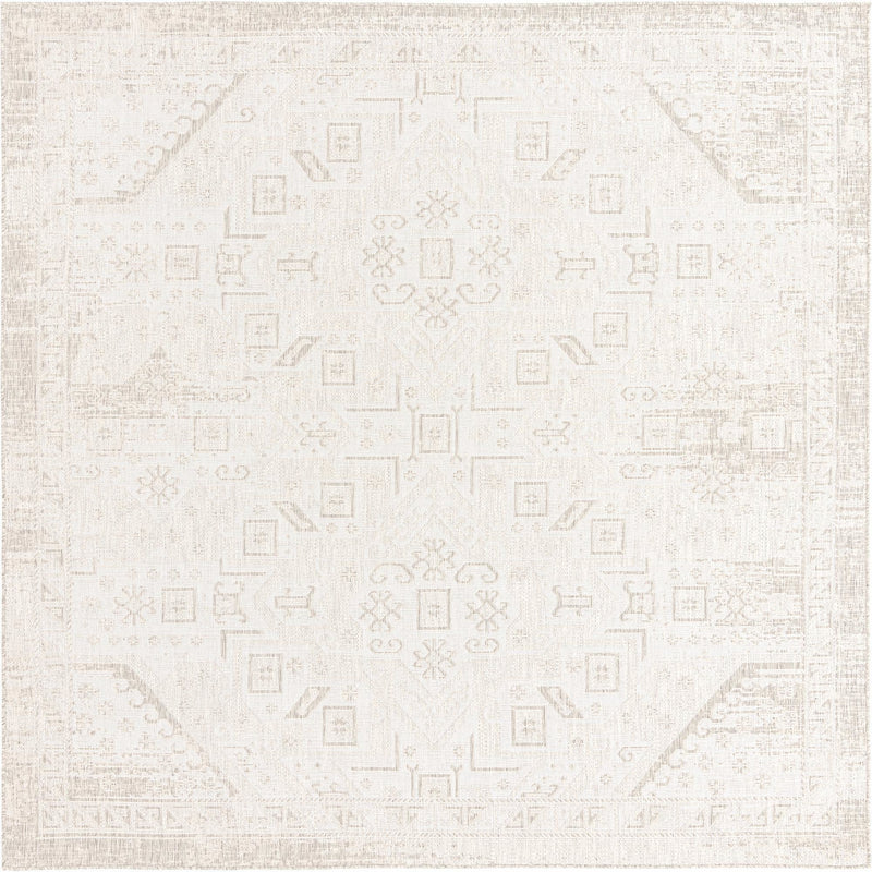 Tribal Terrace Treasures Collection Area Rug - Mayan Marina (Light Gray) Square Light Gray Main