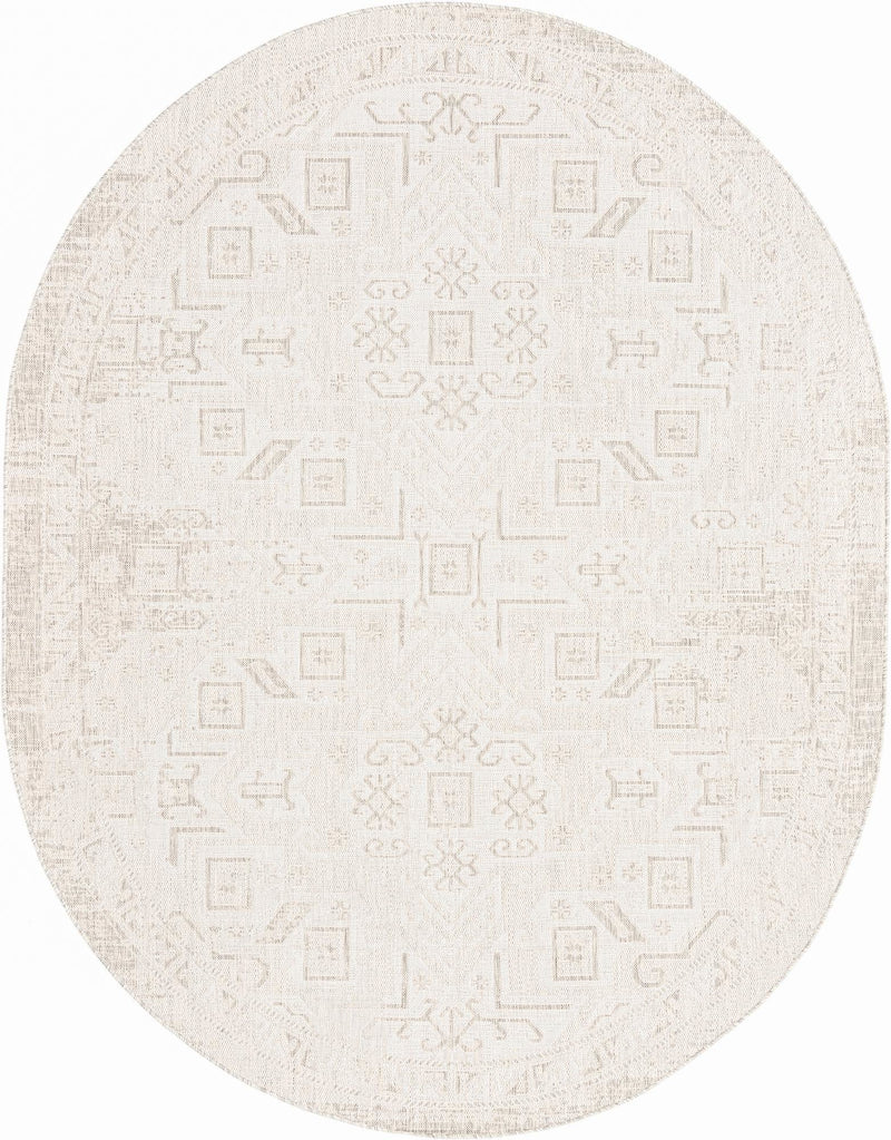 Tribal Terrace Treasures Collection Area Rug - Mayan Marina (Light Gray) Oval Light Gray Main