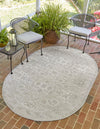 Tribal Terrace Treasures Collection Area Rug - Mayan Marina (Light Gray) Oval Light Gray  lifestyle 0