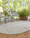 Tribal Terrace Treasures Collection Area Rug - Mayan Marina (Light Gray) Oval Light Gray  lifestyle 2