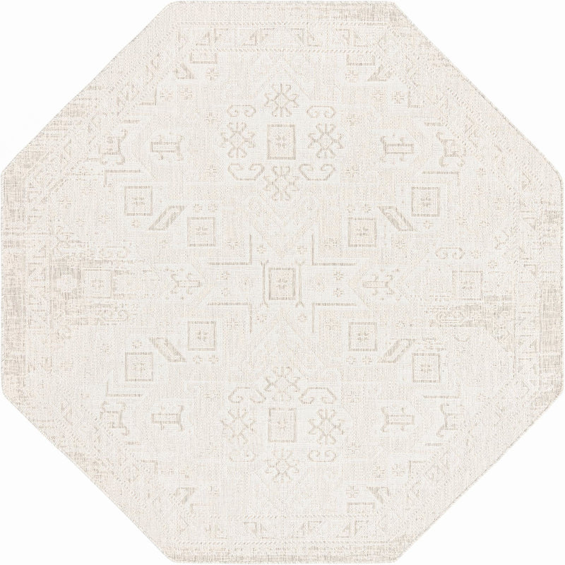 Tribal Terrace Treasures Collection Area Rug - Mayan Marina (Light Gray) Octagon Light Gray Main