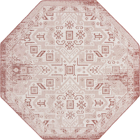 Tribal Terrace Treasures Collection Area Rug - Mayan Marina (Rust Red)