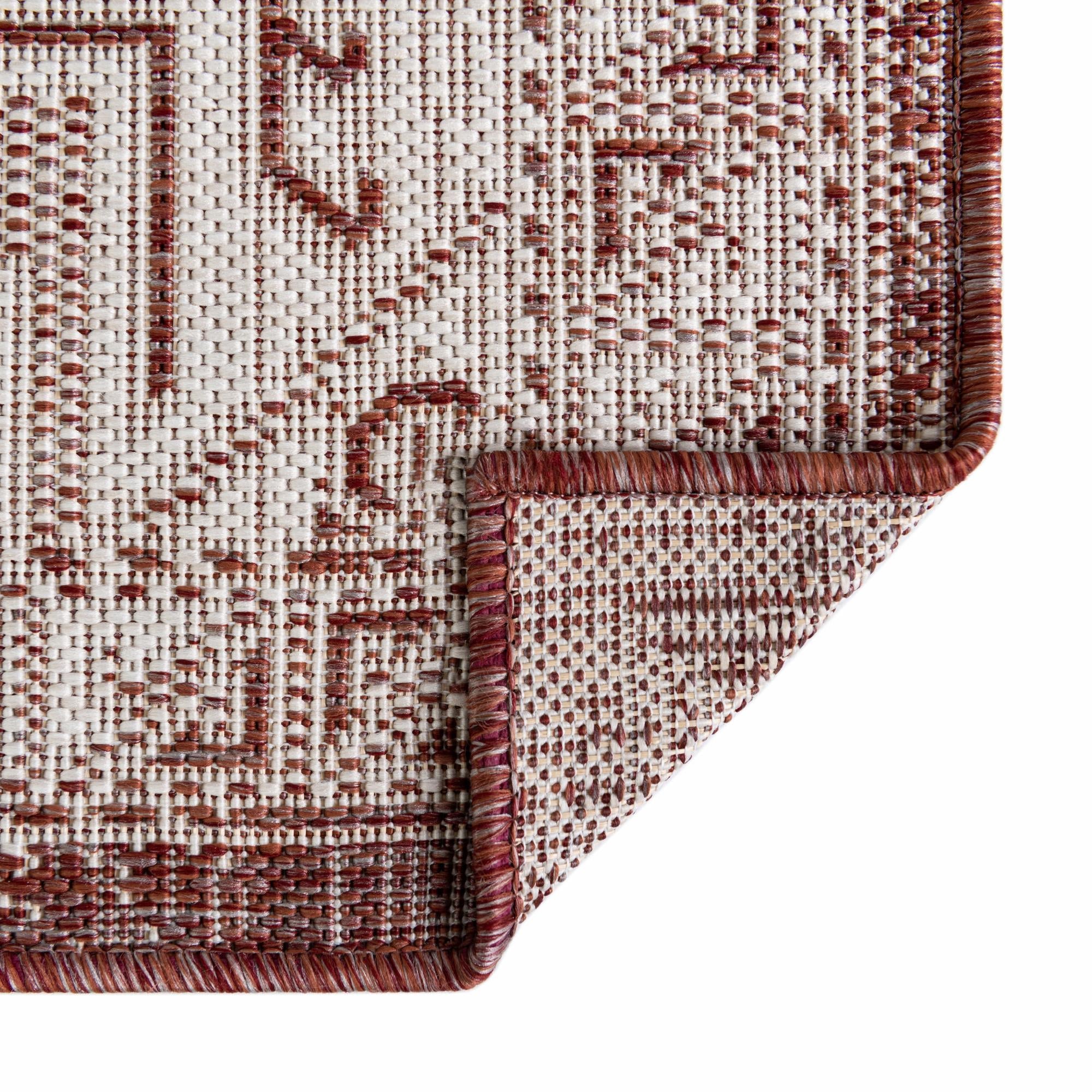 Tribal Terrace Treasures Collection Area Rug - Mayan Marina (Rust Red)