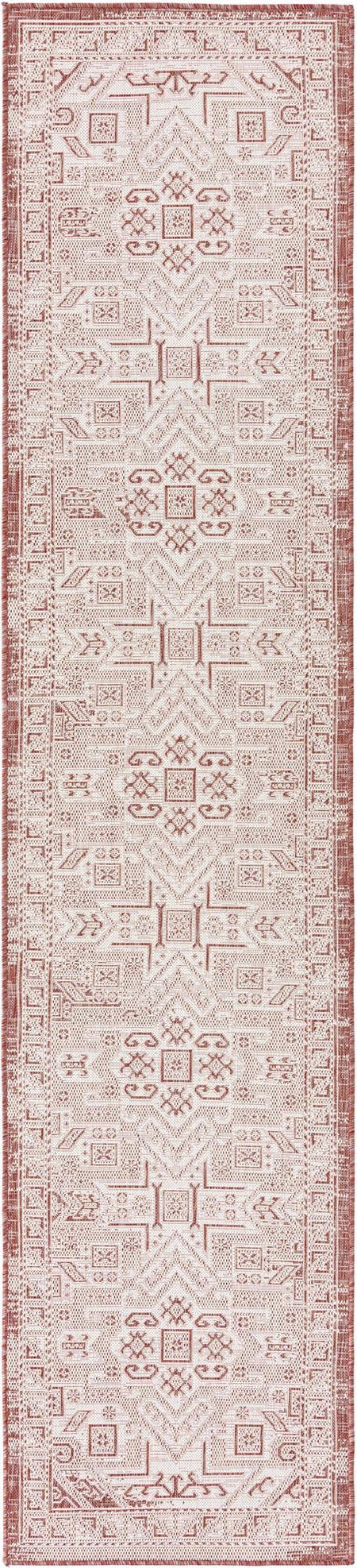 Tribal Terrace Treasures Collection Area Rug - Mayan Marina (Rust Red)