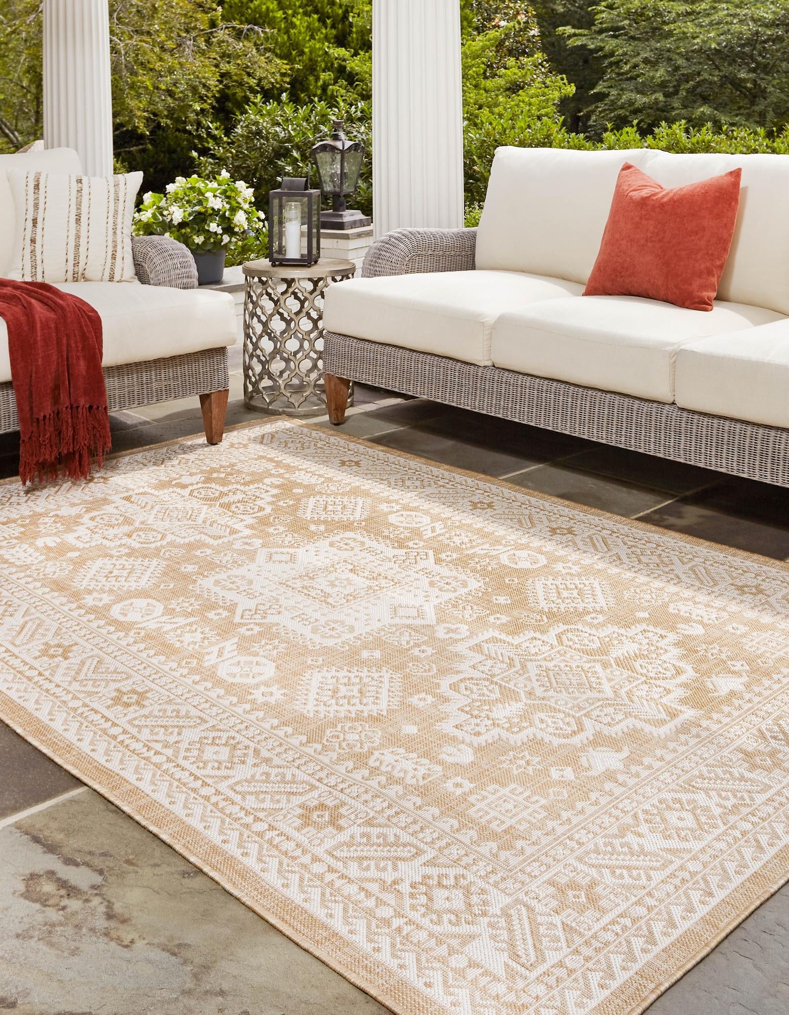 Tribal Terrace Treasures Collection Area Rug -  Incan Isle (Natural)