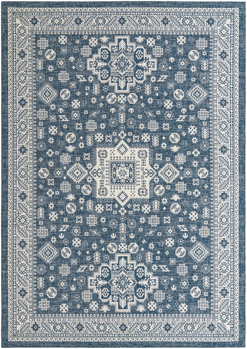 Tribal Terrace Treasures Collection Area Rug -  Incan Isle (Blue) Rectangle Blue Main