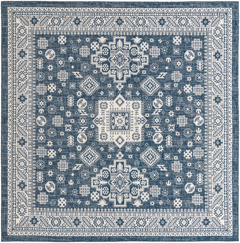 Tribal Terrace Treasures Collection Area Rug -  Incan Isle (Blue) Square Blue Main