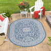 Tribal Terrace Treasures Collection Area Rug -  Incan Isle (Blue) Oval Blue  lifestyle 18