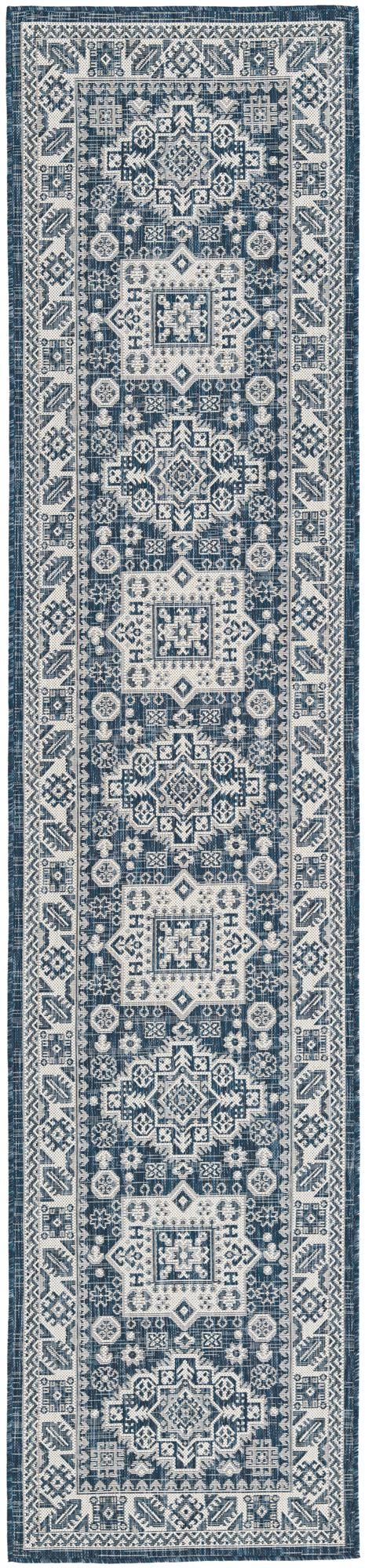 Tribal Terrace Treasures Collection Area Rug -  Incan Isle (Blue) Runner Blue Main