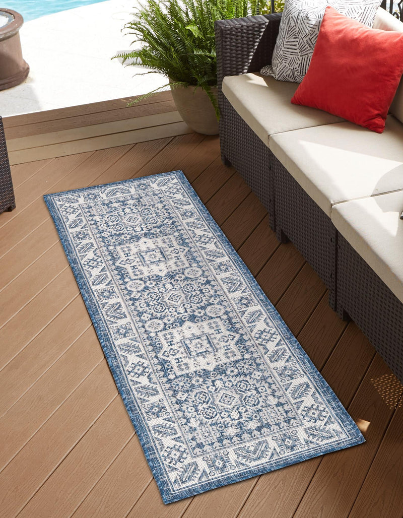 Tribal Terrace Treasures Collection Area Rug -  Incan Isle (Blue) Runner Blue  lifestyle 0