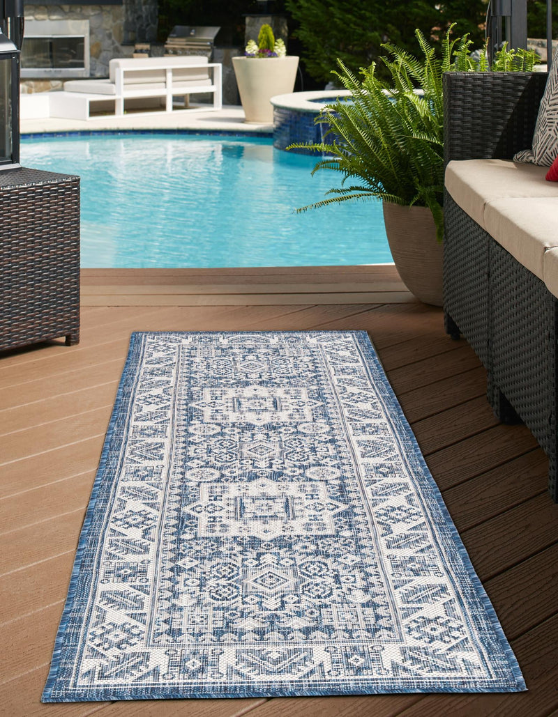 Tribal Terrace Treasures Collection Area Rug -  Incan Isle (Blue) Runner Blue  lifestyle 2