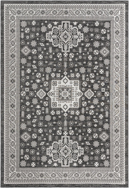 Tribal Terrace Treasures Collection Area Rug -  Incan Isle (Charcoal Gray)