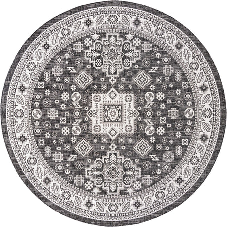 Tribal Terrace Treasures Collection Area Rug -  Incan Isle (Charcoal Gray)