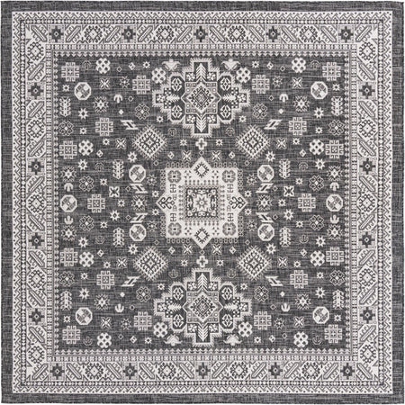 Tribal Terrace Treasures Collection Area Rug -  Incan Isle (Charcoal Gray)