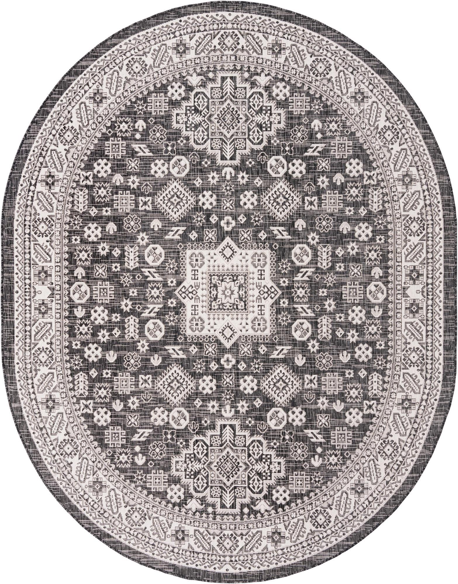 Tribal Terrace Treasures Collection Area Rug -  Incan Isle (Charcoal Gray)